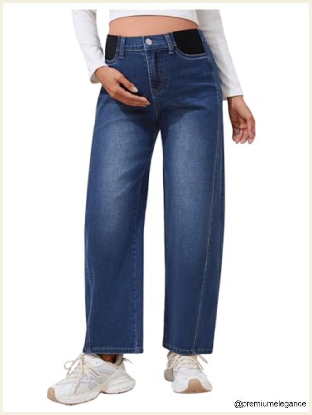 Maternity Wide Leg Jeans Expandable Waist Straight Denim Pants Postpartum